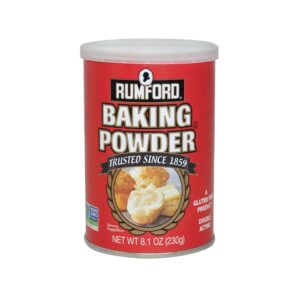 Container of baking powder.