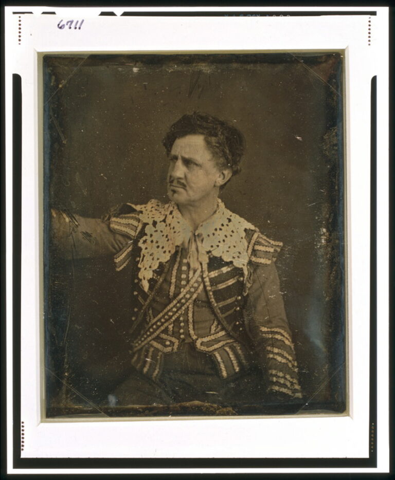 daguerreotype of junius booth, an actor, in theatrical clothing