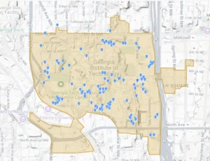 map of cat sightings on gt campus